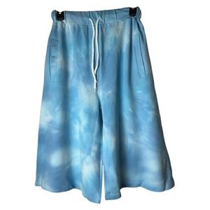 Ireneisgood Pants Women XS Blue Tie Dye Unicorn‎ Basket Culotte Wide Leg Cropped